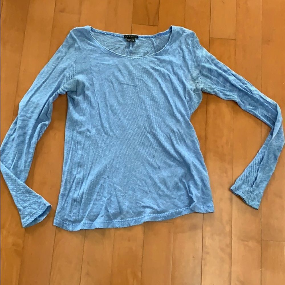 Theory blue and white Pima cotton long sleeve tee